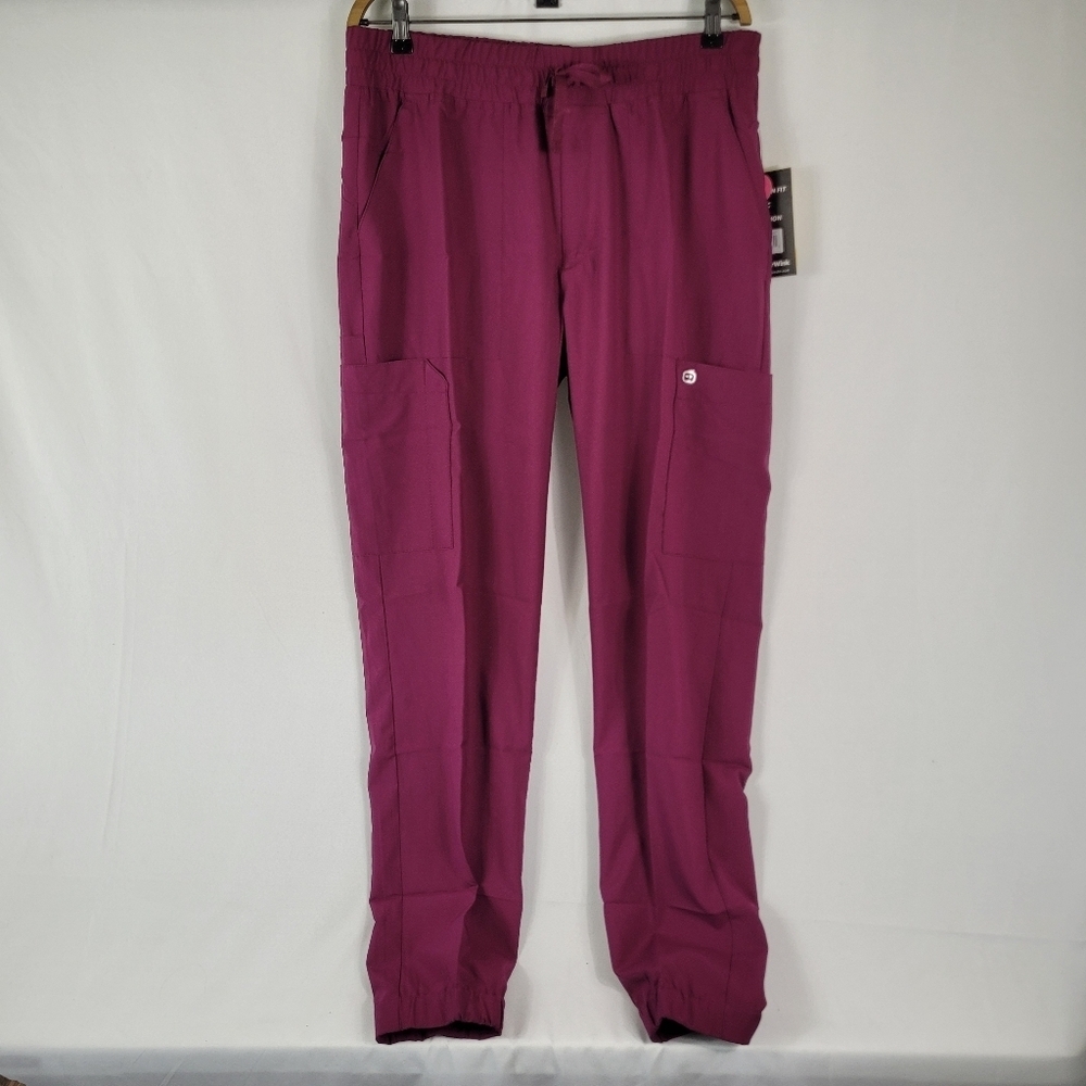 Wonder Wink Men's Cargo Jogger Scrub Pants #5655T Wine Sz L Tall Modern Fit NWT